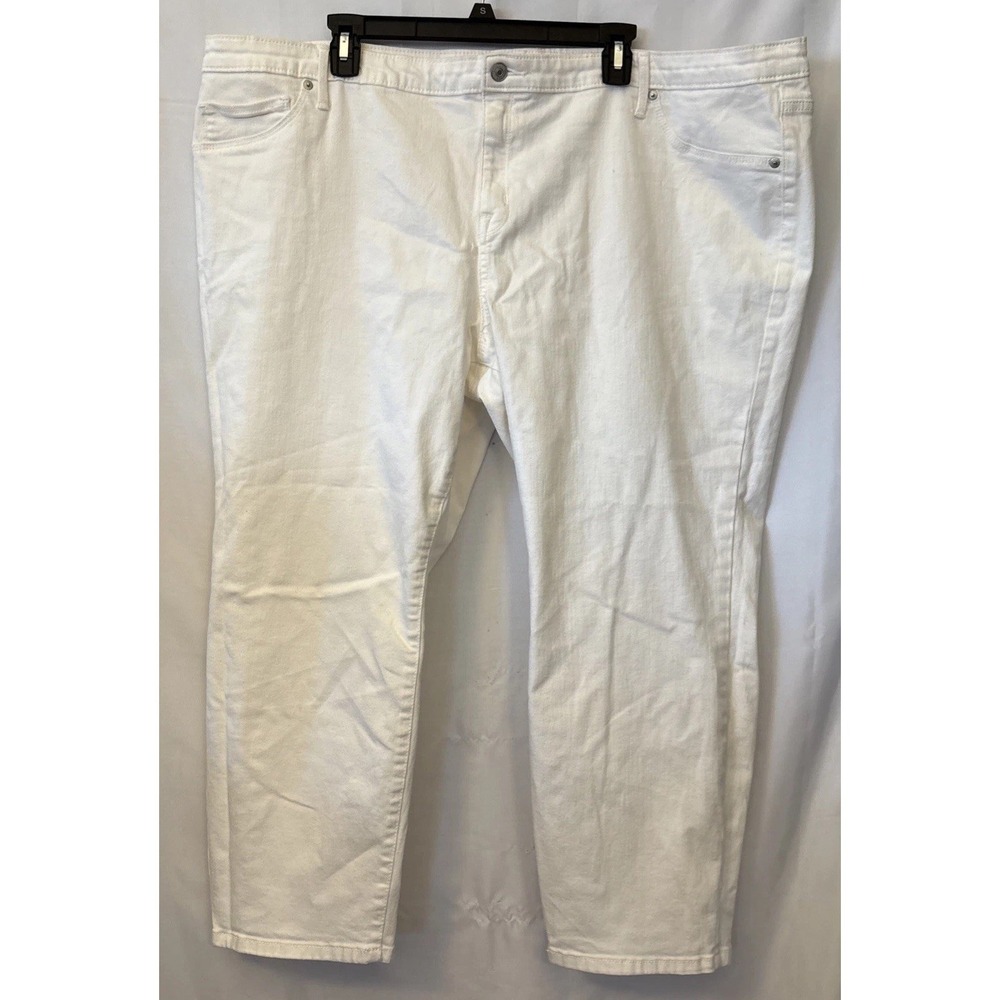 Ava & Viv Cropped Jeggings Capri Women's 26W White Power Stretch Regular Tapered